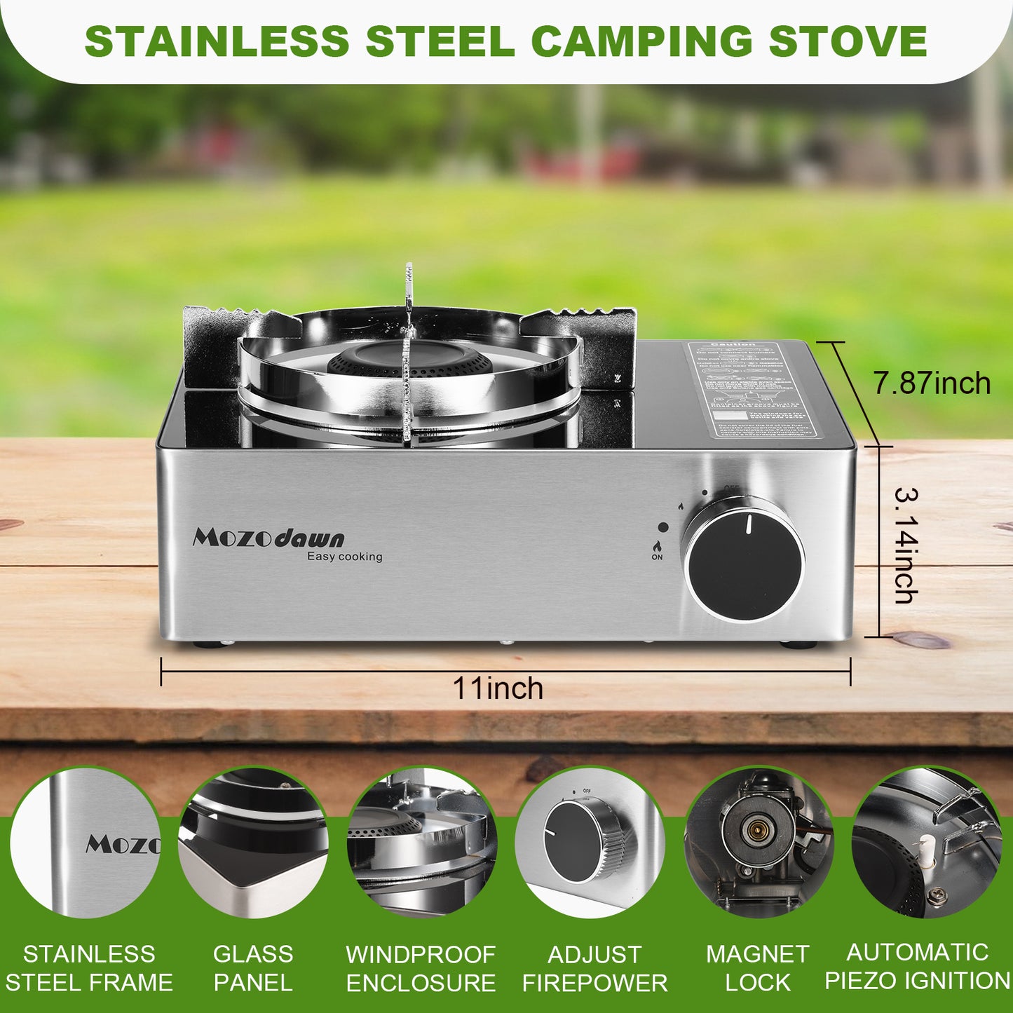 Portable Gas Stove with Case, 12000 BTU Butane Stove Wind Guard, Single Burner Camping Stove for Home Kitchen, Outdoor Camp Tent Picnics Hiking