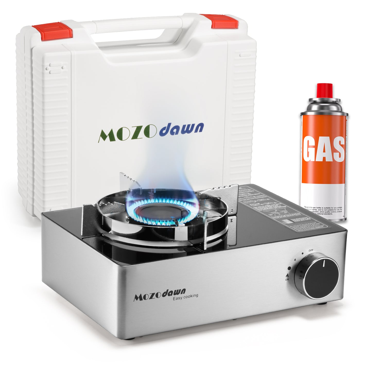Portable Gas Stove with Case, 12000 BTU Butane Stove Wind Guard, Single Burner Camping Stove for Home Kitchen, Outdoor Camp Tent Picnics Hiking
